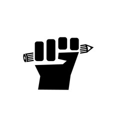 Hand holding a pen icon isolated on white background