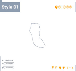 North East, Botswana - stroke map isolated on white background. Outline map. Vector map