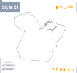 Para, Brazil - stroke map isolated on white background. Outline map. Vector map