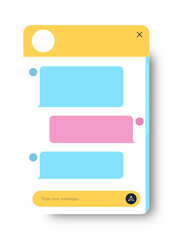 Vector chat window modern style for website and mobile app isolated on background. Social communication chatting, chat bot. Group text messaging app. 10 eps