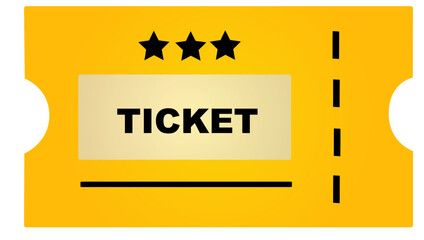 Vector illustration of yellow minimalistic ticket can be used  for web design as banner, for flyer, card, brochure print.  