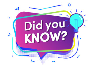 Did you know banner gradient modern style for life hacks, advertising, education, business, interesting funny facts, learning, expert tutorial, wise council, blog label, social media. Vector 10 eps