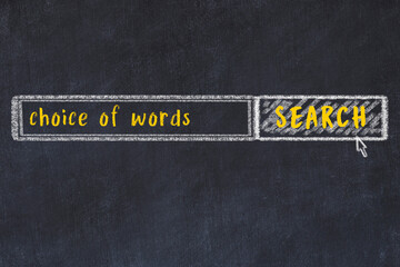 Search engine concept. Looking for choice of words. Simple chalk sketch and inscription © iushakovsky