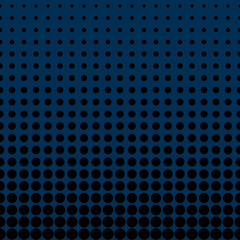 Abstract seamless geometric circle pattern. Mosaic background of black circles. Evenly spaced shapes of different sizes. Vector illustration on dark blue background