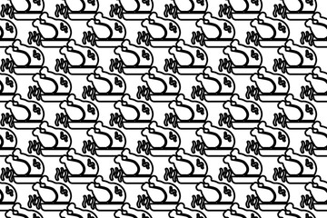 Seamless pattern completely filled with outlines of roasted turkeys. Elements are evenly spaced. Vector illustration on white background