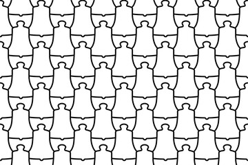 Fototapeta premium Seamless pattern completely filled with outlines of vintage bell symbols. Elements are evenly spaced. Vector illustration on white background