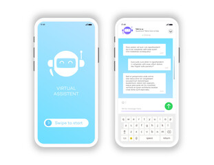 Fototapeta na wymiar Online chat windows mobile app set isolated on white background. Social communication chatting. Group text messaging app. Vector 10 eps