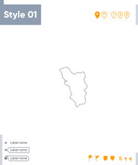 Goa, India - stroke map isolated on white background. Outline map. Vector map