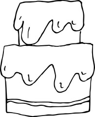 Hand drawn Cake  illustration. Hand-drawn. Hand-drawn doodles illustration.
Line art.