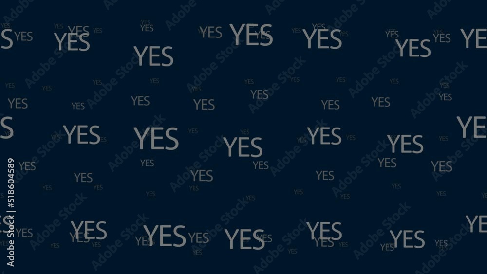 Poster yes symbols float horizontally from left to right. parallax fly effect. floating symbols are located