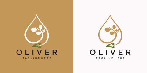 Olive logo design vector with creative abstract concept Premium vector