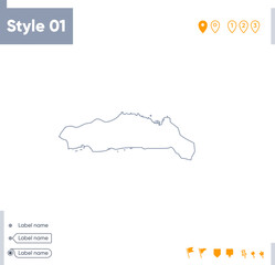 Gorontalo, Indonesia - stroke map isolated on white background. Outline map. Vector map