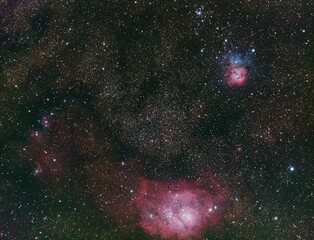 Lagoon & Trifid Nebula in the space