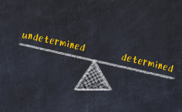 Balance between undetermined and determined. Chalkboard drawing.