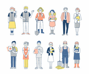 さまざまな職業の人々　男女12人　セット