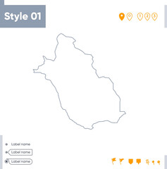 Fars, Iran - stroke map isolated on white background. Outline map. Vector map