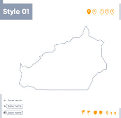Semnan, Iran - stroke map isolated on white background. Outline map. Vector map
