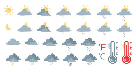 Weather icons set vector illustration isolated on white background