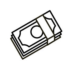 money, banknotes in BANDEROLS - vector color icon