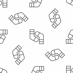 Grey line Socks icon isolated seamless pattern on white background. Vector