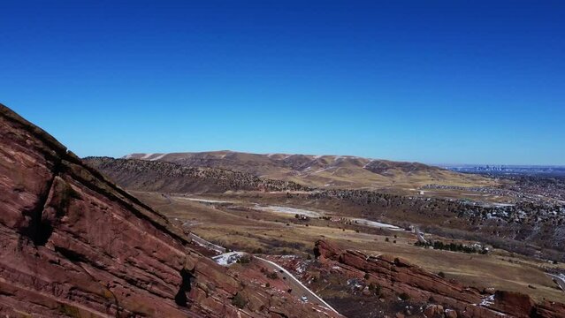 Aerial view of the Red Rocks Park and Amphitheatre in Colorado