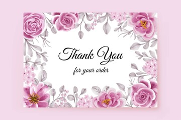 Fototapeta na wymiar rose pink thank you card template