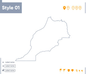 Morocco - stroke map isolated on white background. Outline map. Vector map