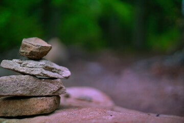Closeup shot of rocks stacked in balance