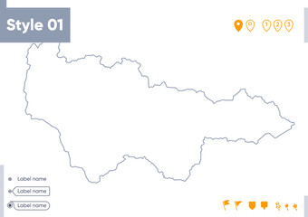 Khanty Mansi Autonomous Area, Russia - stroke map isolated on white background. Outline map. Vector map