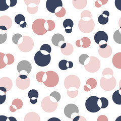 Circles pink and grey seamless design pattern