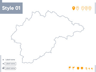 Novgorod Region, Russia - stroke map isolated on white background. Outline map. Vector map