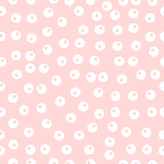 White dots with pink background seamless fabric design pattern