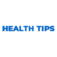 Health Tips 3D Render Blue Text