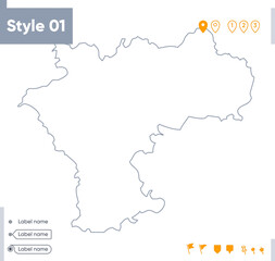 Ulyanovsk Region, Russia - stroke map isolated on white background. Outline map. Vector map