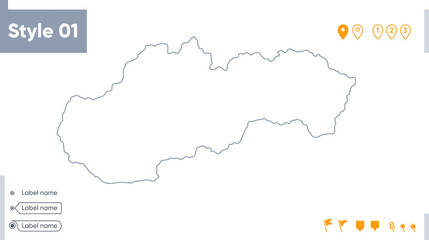 Obraz premium Slovakia - stroke map isolated on white background. Outline map. Vector map