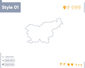 Slovenia - stroke map isolated on white background. Outline map. Vector map