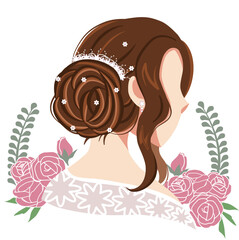 Beautiful bride with fashion wedding hairstyle flower.
