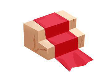 Stone stairs in cartoon style with cracked elements, old details isolated on white background. Ancient house, mediaeval or fairy decoration, ui design. Interior boulder.