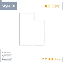 Utah, USA - stroke map isolated on white background. Outline map. Vector map