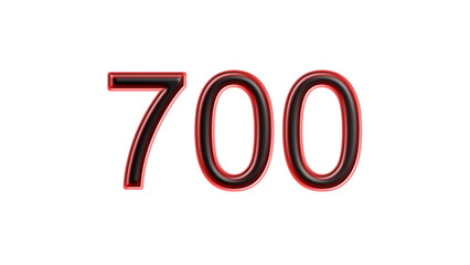 red 700 number 3d effect white background