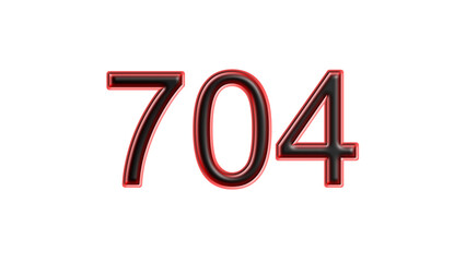 red 704 number 3d effect white background