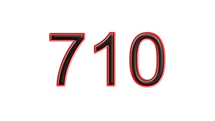 red 710 number 3d effect white background