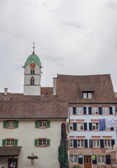 View of the historic old buildings of Rheinfelden near Basel.