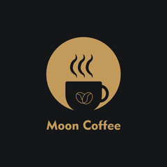 Moon Coffee logo. Minimalist coffee shop logo concept, fit for cafe, restaurant, packaging and coffee business. Illustration vector logo.