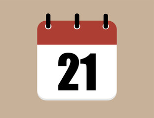 Calendar icon day 21. Days of the year. Vector illustration simple.