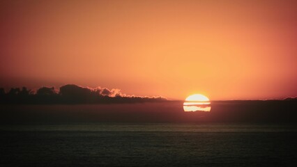 Scenic sunset at the Atlantic Ocean, West Coast Algarve in Portugal