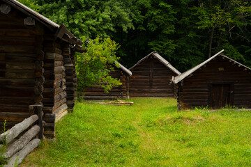 Wooden houses in the forest for tourists