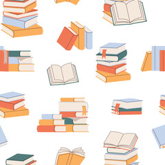 Seamless pattern with books. Hand drawn elements for your design. Can be used on packaging paper, fabric, background for different images