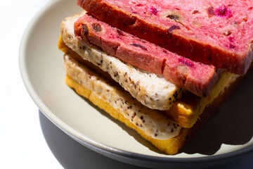 Stack of bread slices with whole grains