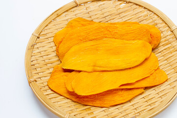 Dried mango on white background